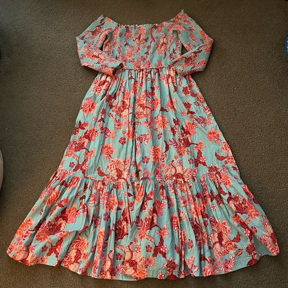 Cara Cara Skylar Floral Smocked Off The Shoulder Midi Dress - Picture 3 of 8